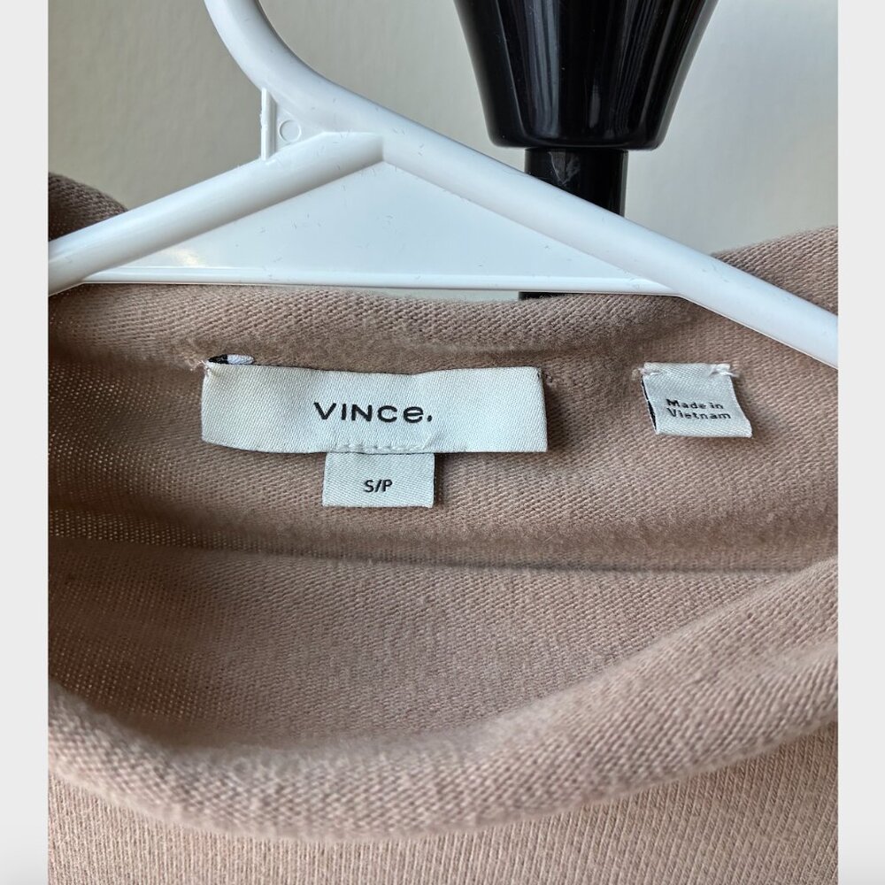 Vince Tan/Sand Cotton-Blend Mock Turtleneck Knit Sweater - Size S - Picture 3 of 7